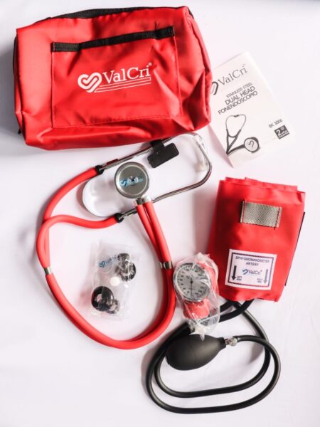 Fonendoscopio + Tensiometro Kit (Rojo)